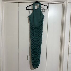 ZARA Elegant Teal Asymmetrical Halter Dress
